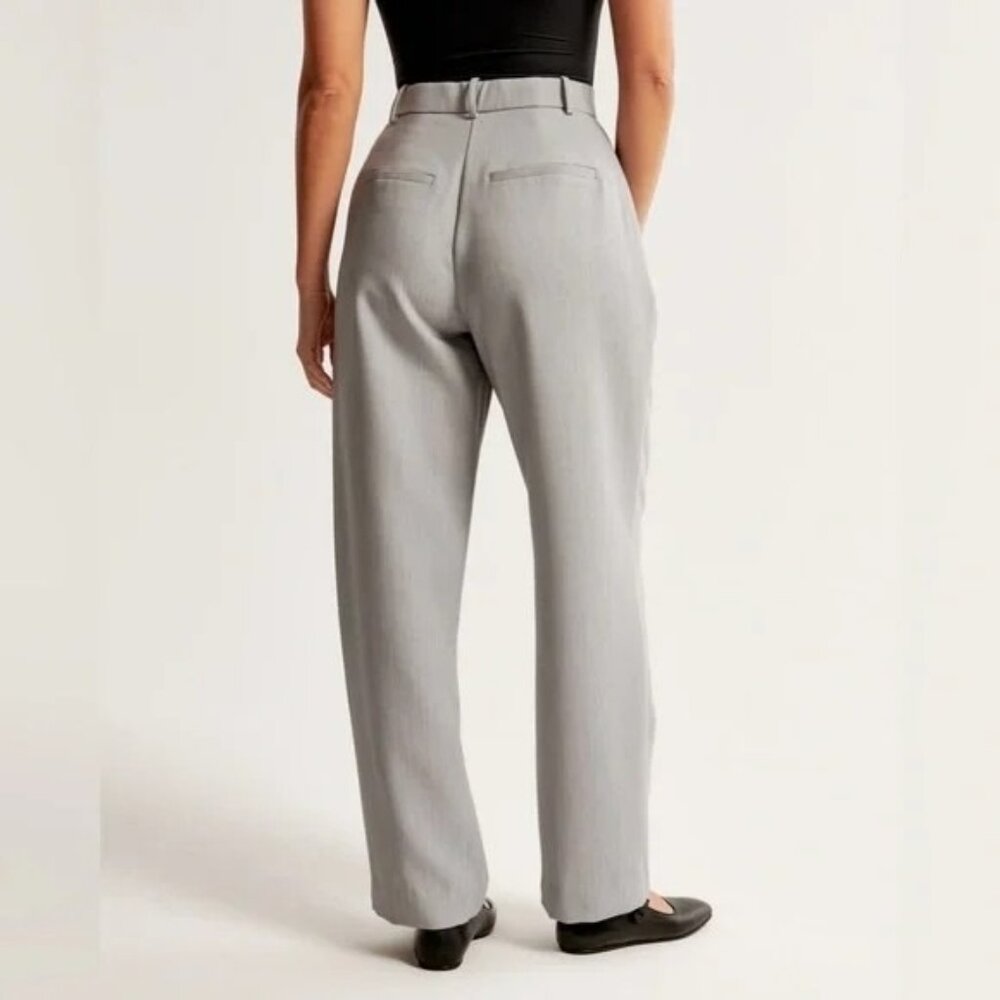 Abercrombie & Fitch Tailored Straight Leg High Rise Pants Trousers Grey - Picture 4 of 9